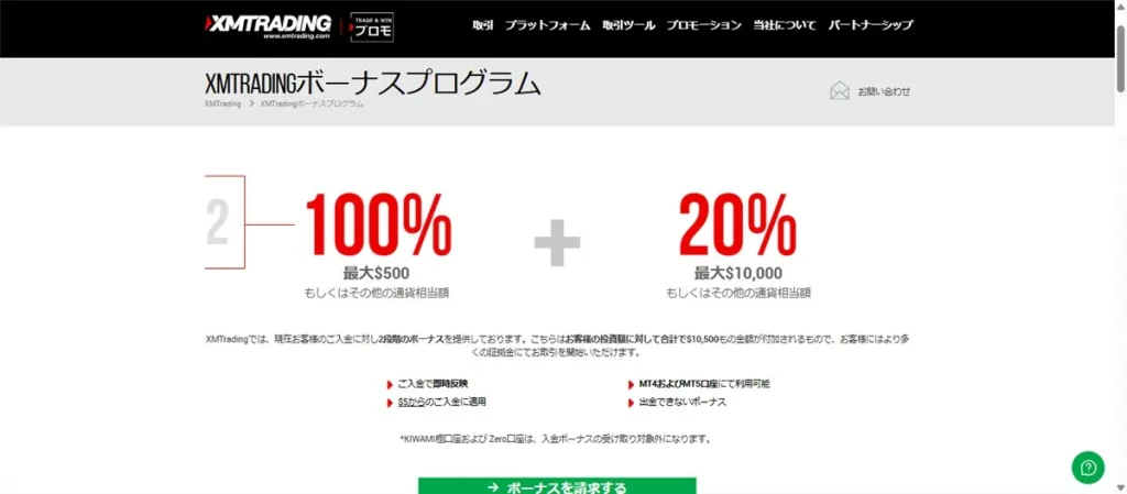 XMでは100%入金ボーナスキャンペーンを開催しており随時リセットもされる