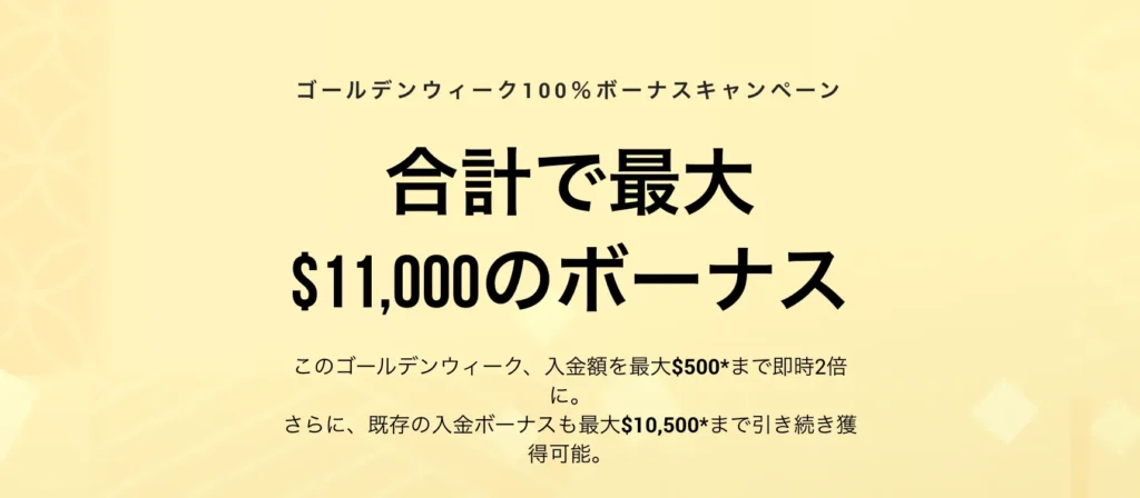 XMのGW100%ボーナスキャンペーン